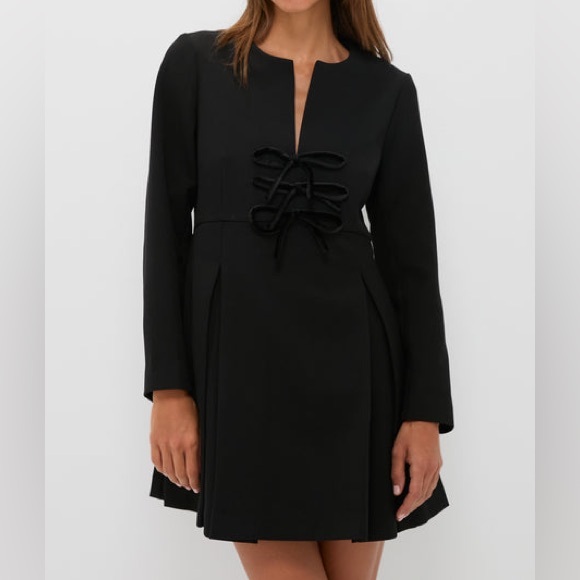 Tuckernuck Black Crepe Blair Bow Coat Dress Large - Picture 2 of 14